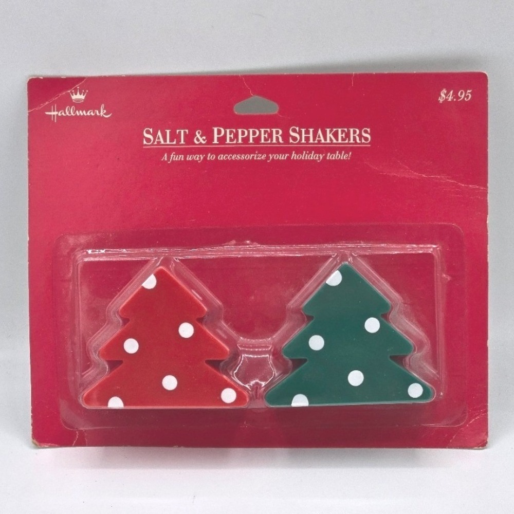 Vintage Hallmark Christmas Tree Salt & Pepper Shakers New in Original‎ Package